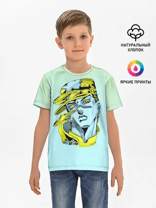 Детская базовая футболка / Дзётаро кудзе бирюза