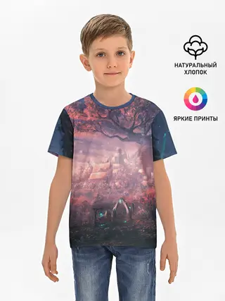 Детская базовая футболка / Anime art tree