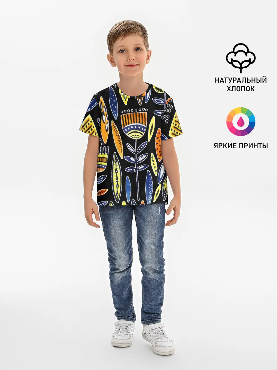 Детская базовая футболка / цветы фараона