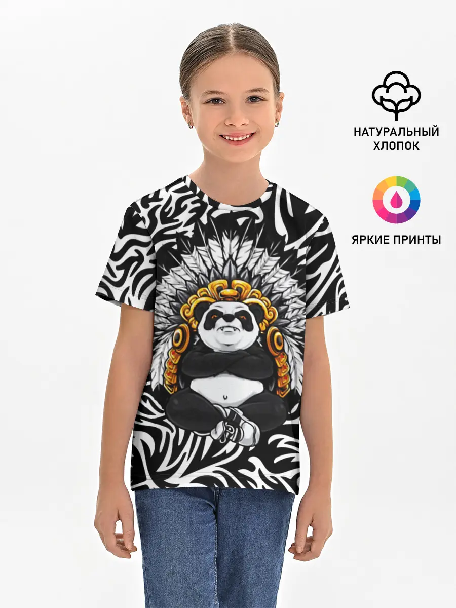 Детская базовая футболка / Мудрая Панда