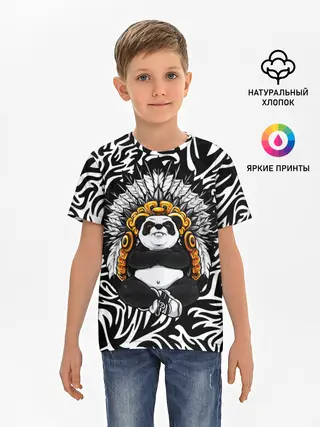 Детская базовая футболка / Мудрая Панда