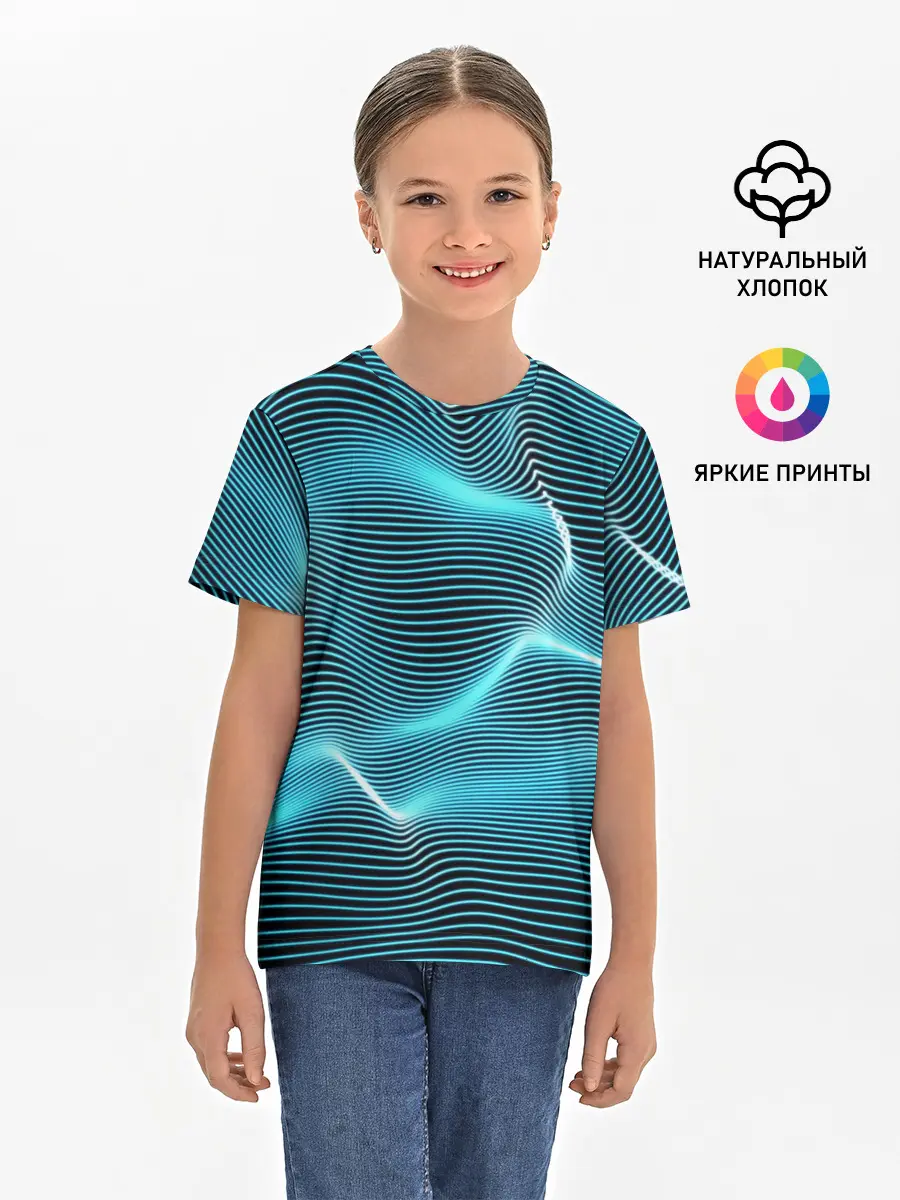 Детская базовая футболка / Neon lines