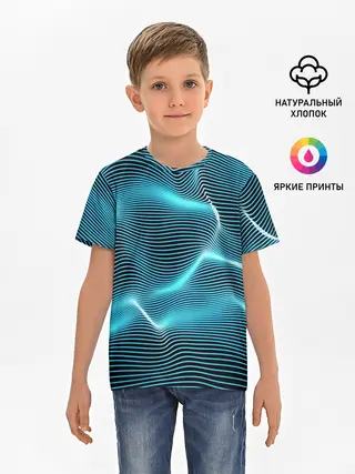 Детская базовая футболка / Neon lines
