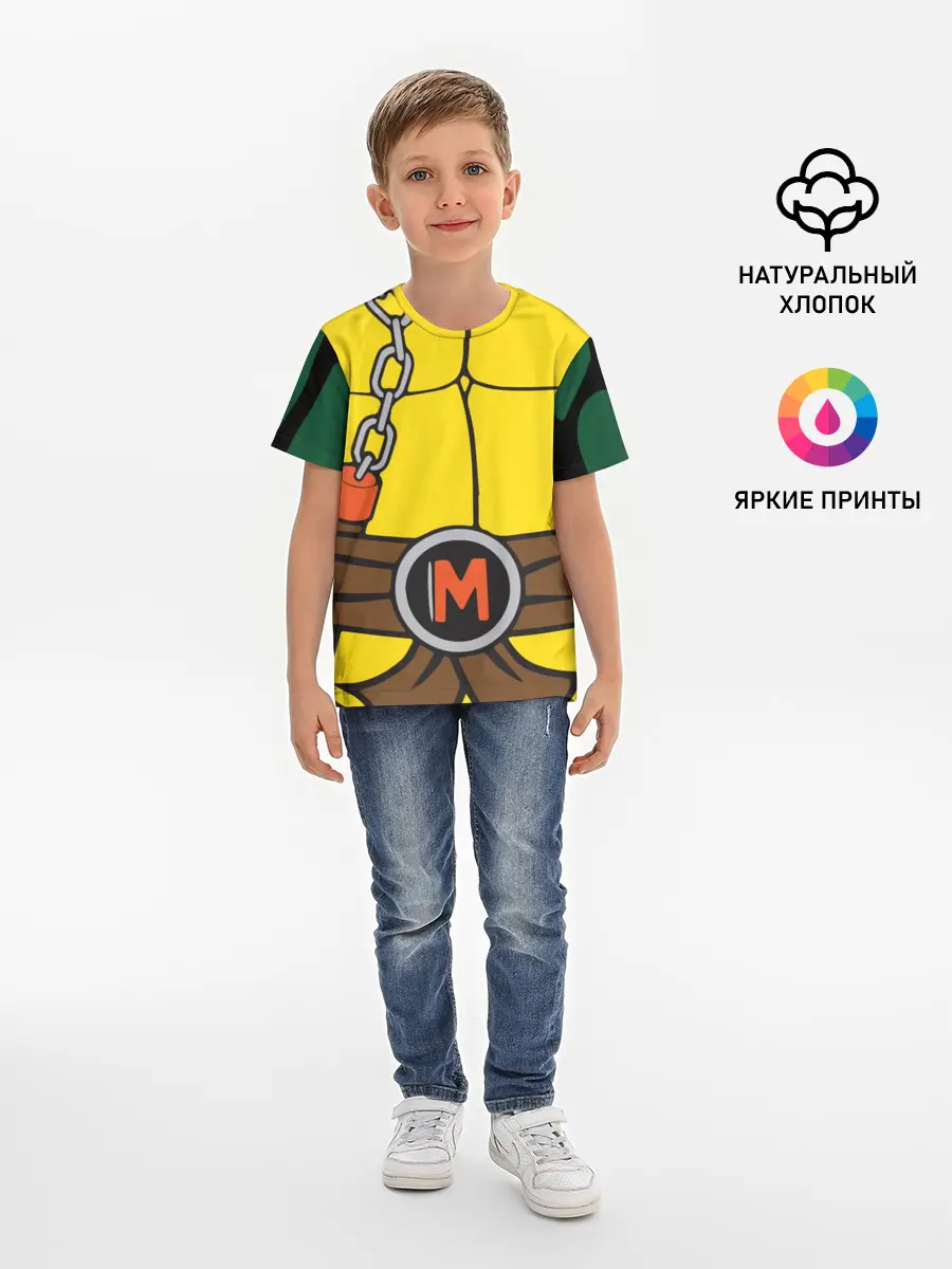 Детская базовая футболка / Микеланджело Косплей