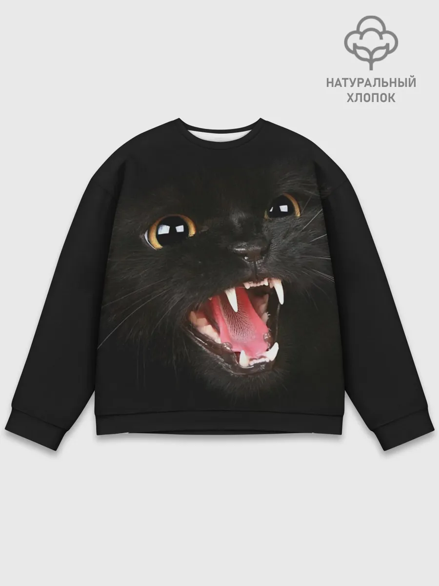 Мужской свитшот базовый / Черный кот