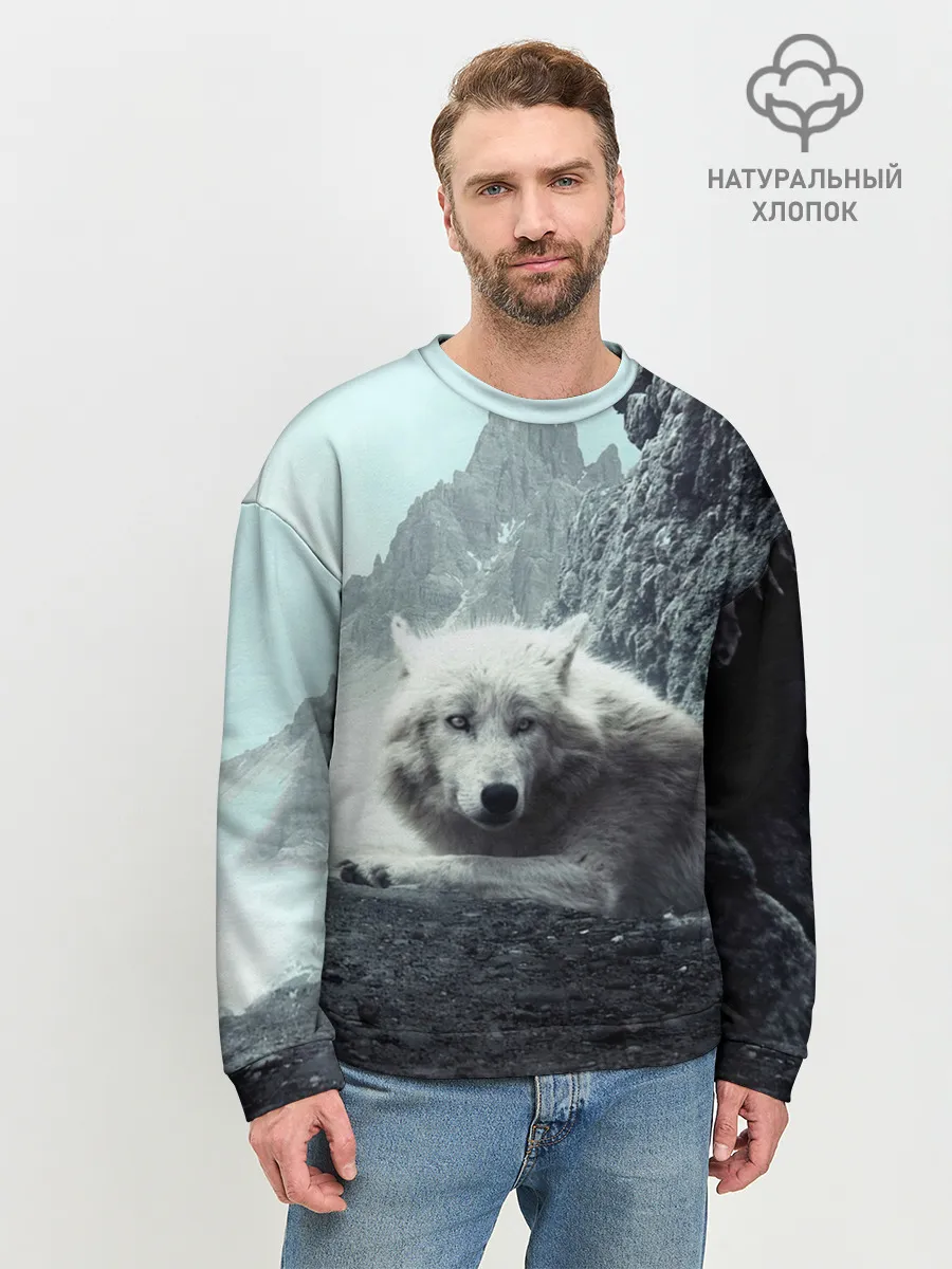Мужской свитшот базовый / Волк в горах