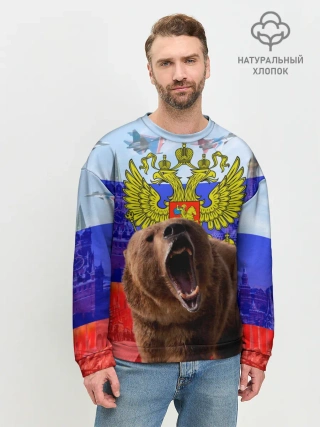 Мужской свитшот базовый / Русский медведь и герб