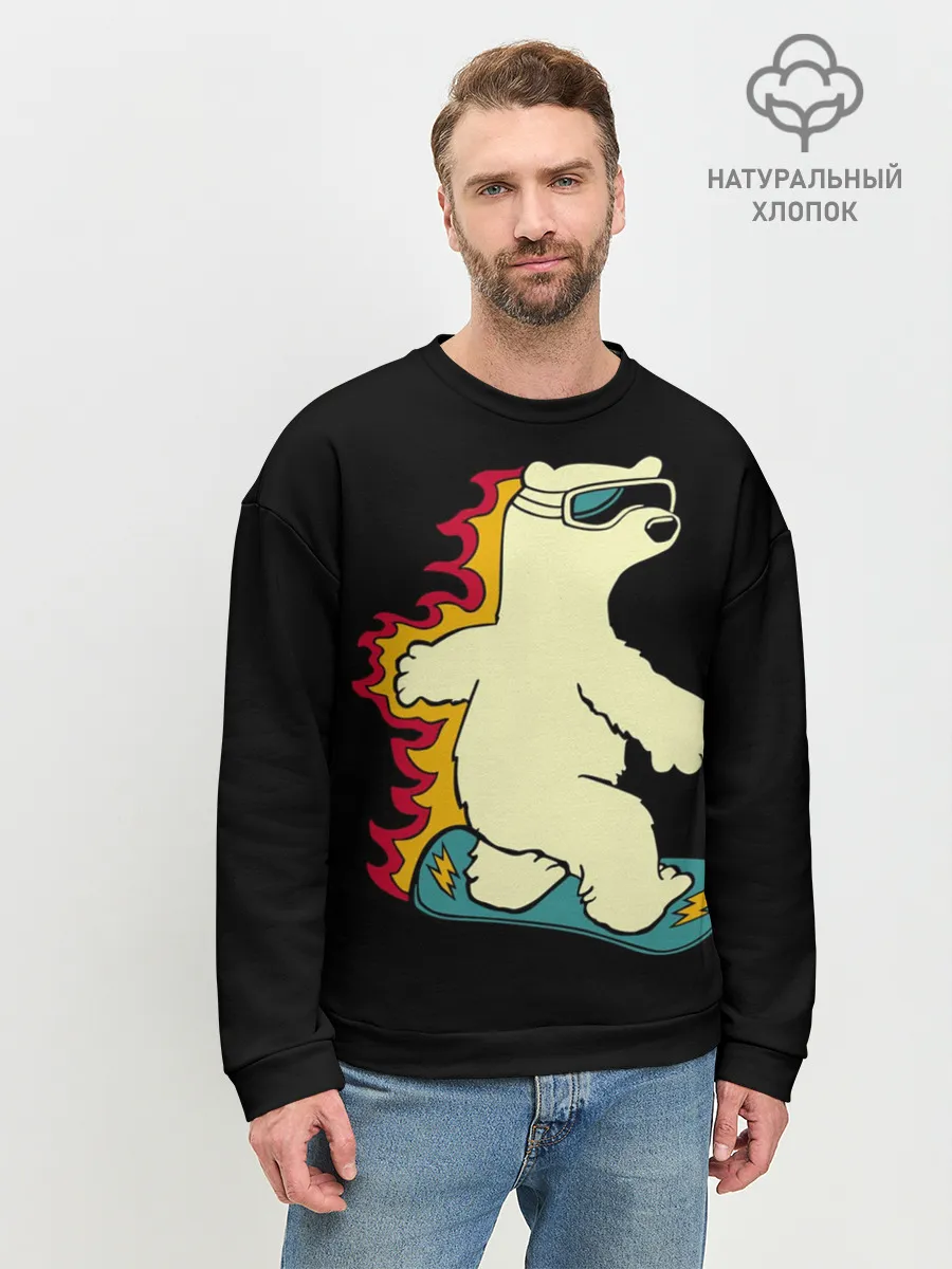 Мужской свитшот базовый / Мишка на борде