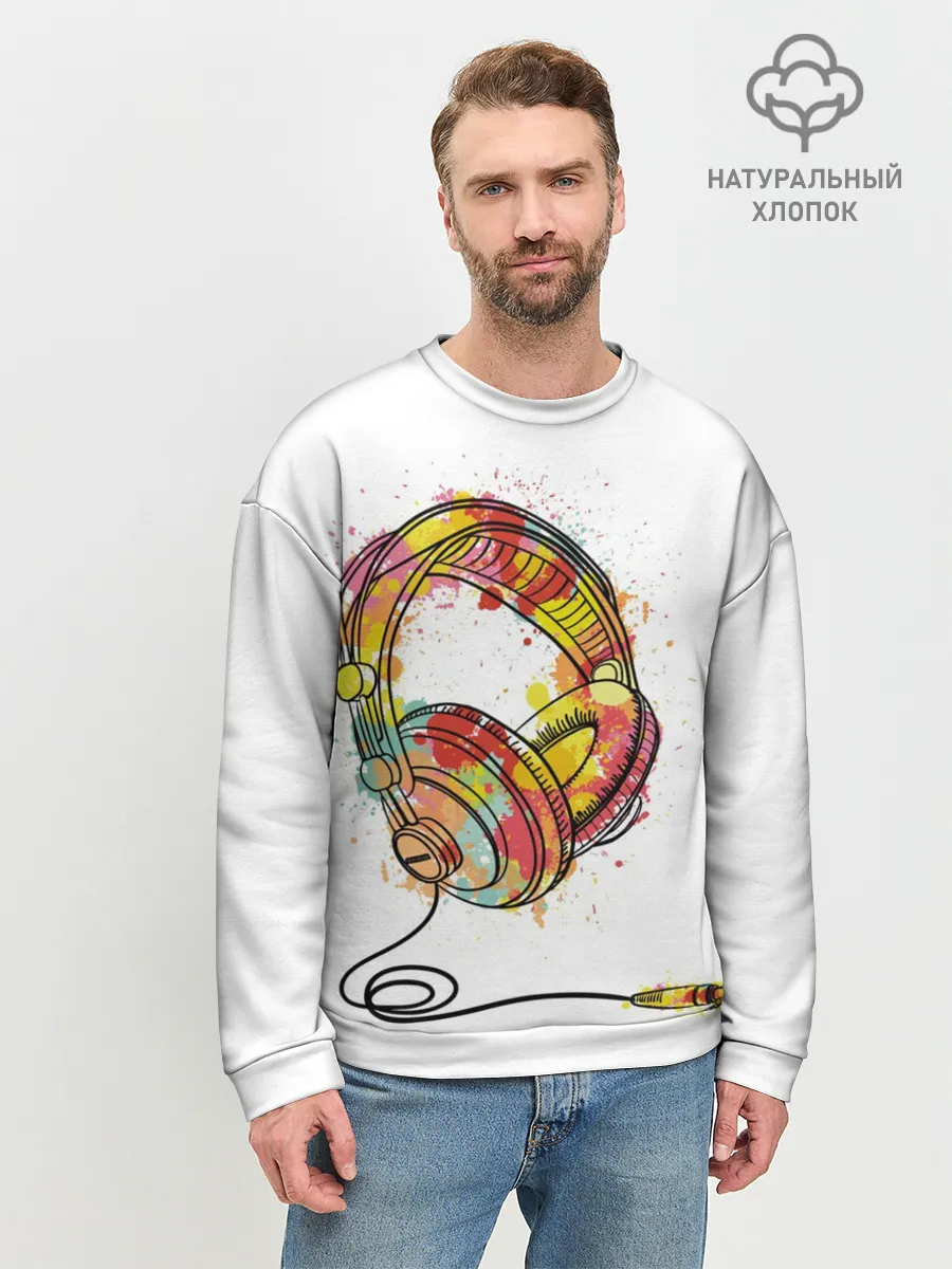 Мужской свитшот базовый / Красочные наушники