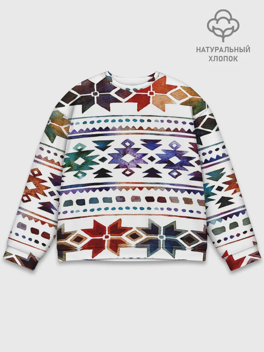 Мужской свитшот базовый / Снежинки акварель