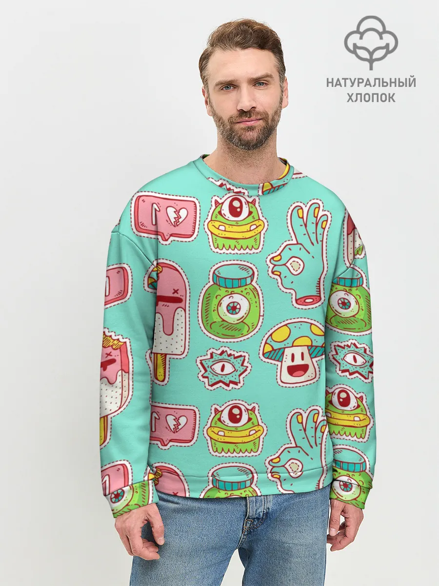 Мужской свитшот базовый / Яркие монстрики