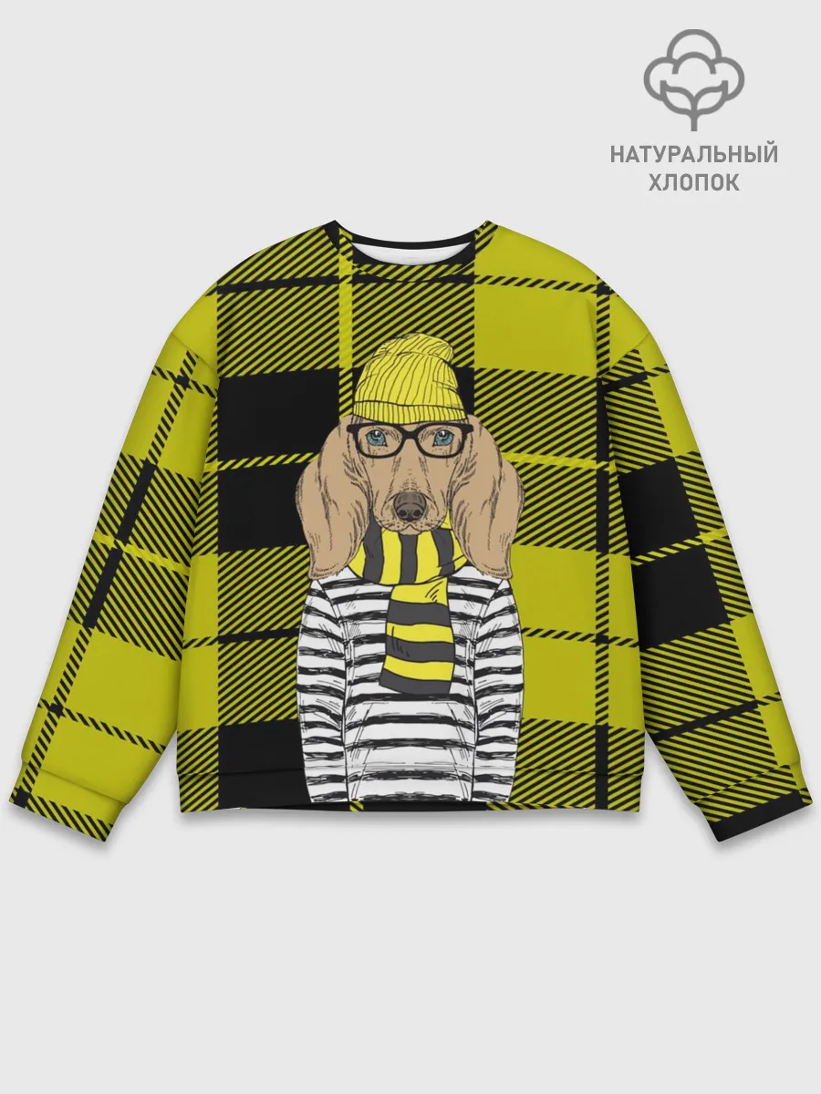 Мужской свитшот базовый / Такса Хипстер