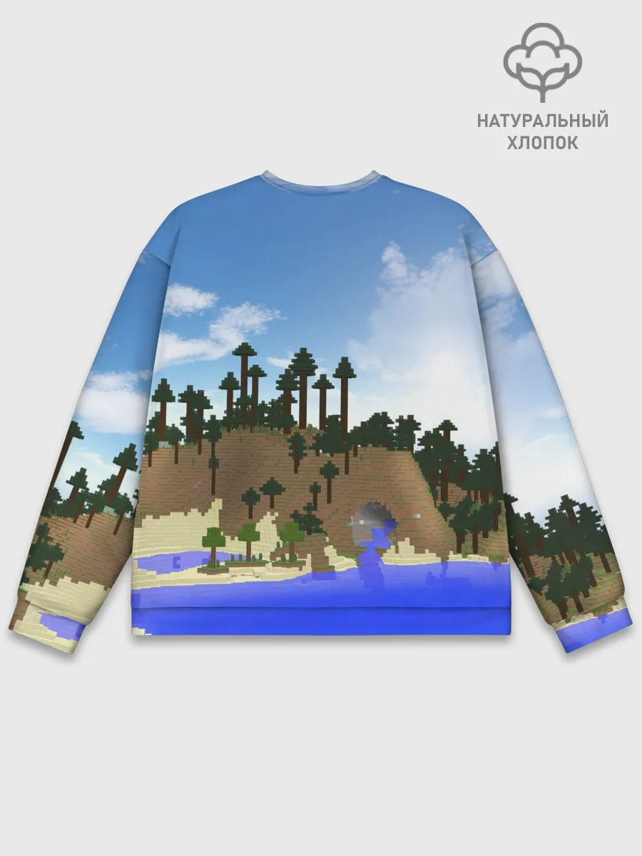 Мужской свитшот базовый / Стив на Эндер Драконе