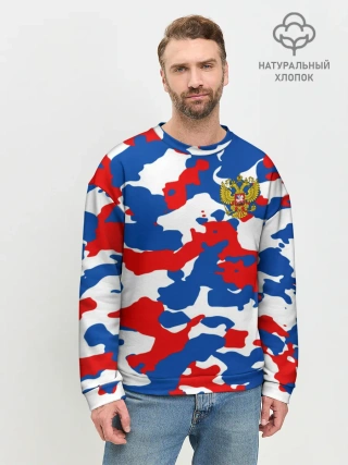 Мужской свитшот базовый / Герб РФ Милитари