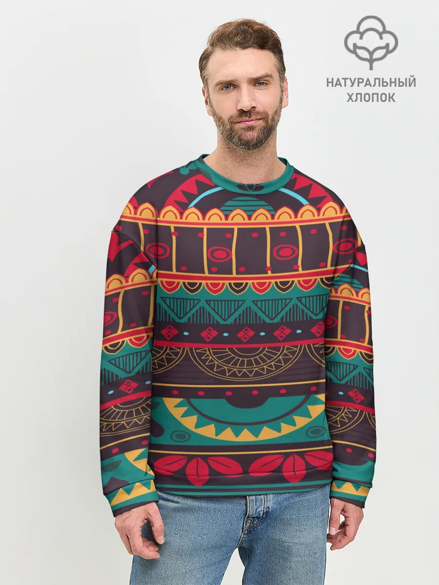 Мужской свитшот базовый / Мексиканский орнамент