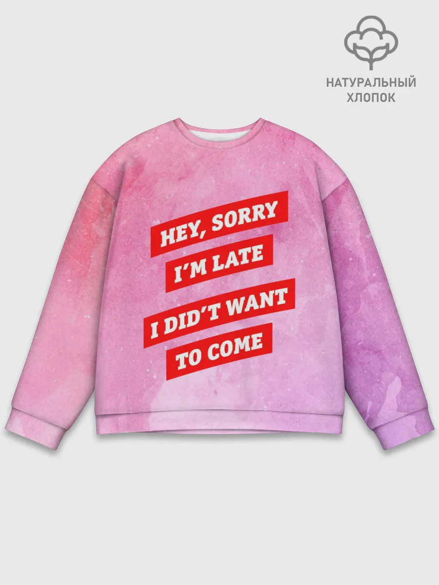 Мужской свитшот базовый / sorry im late 3d