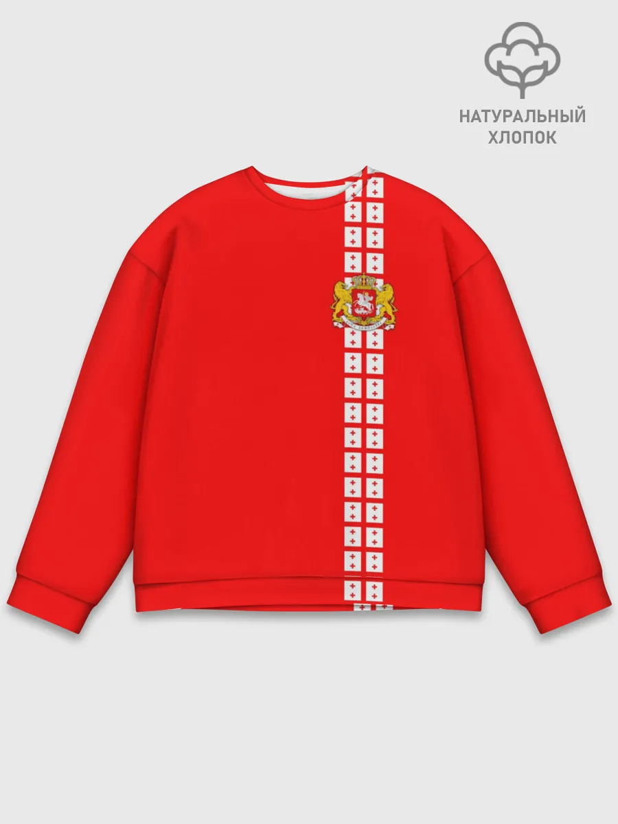 Мужской свитшот базовый / Грузия, лента с гербом