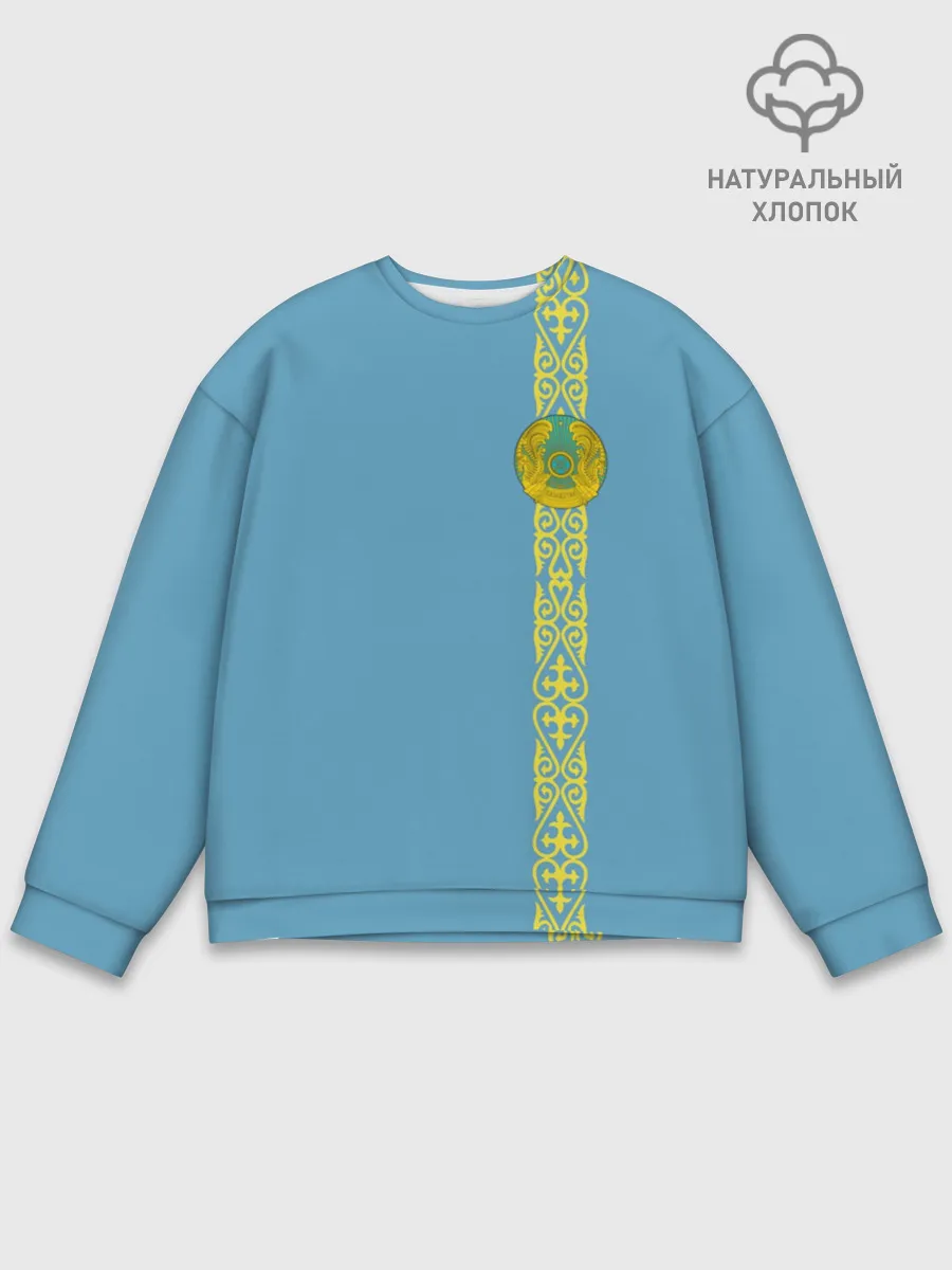 Мужской свитшот базовый / Казахстан, лента с гербом