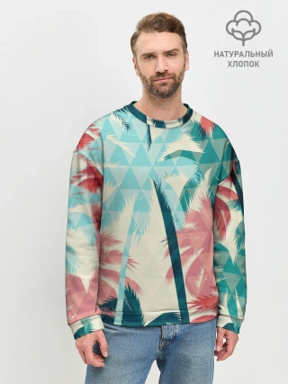 Мужской свитшот базовый / Абстракция Пальмы Текстура