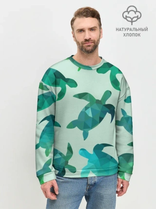 Мужской свитшот базовый / Абстракция Черепахи Полигон