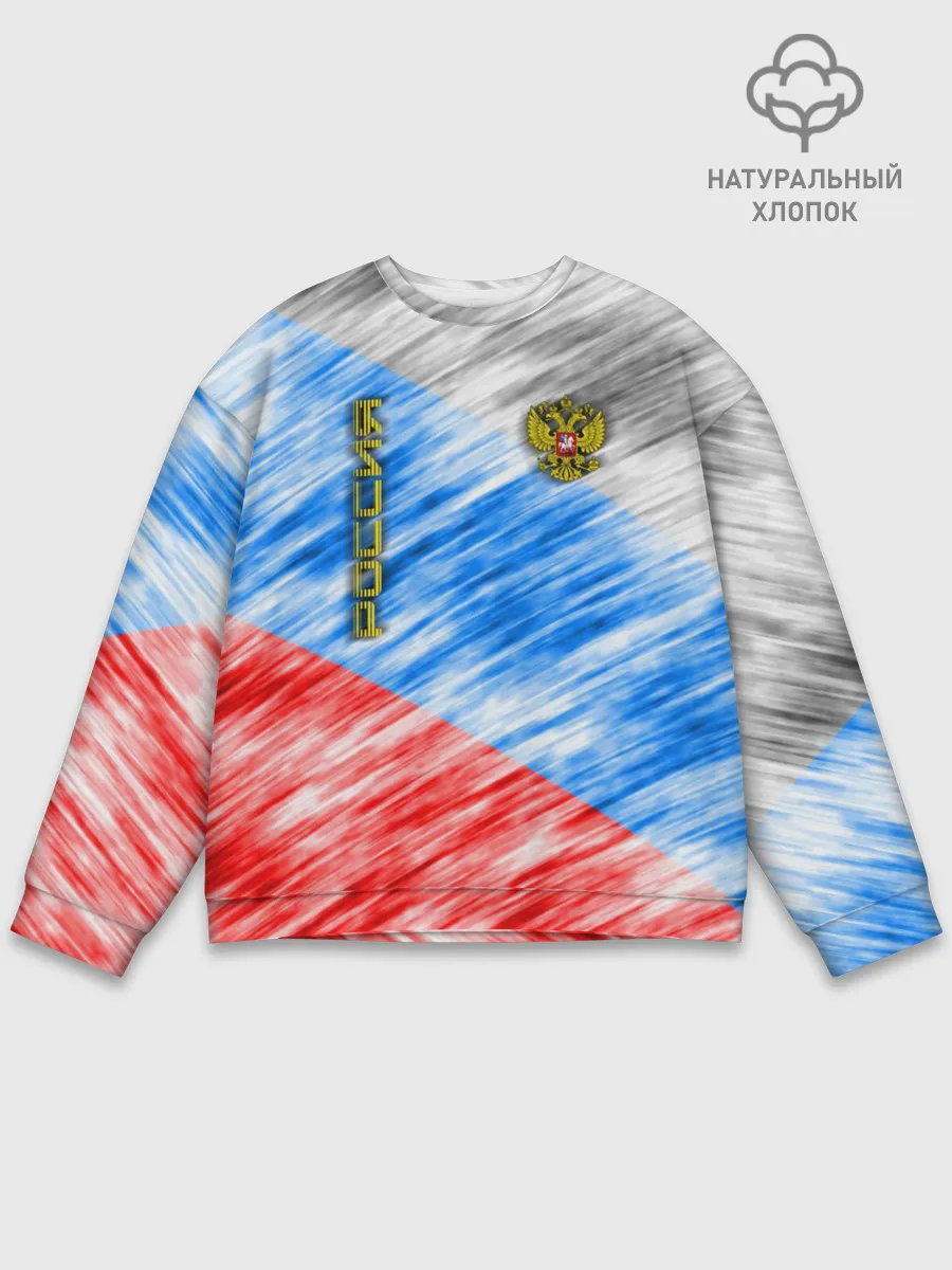Мужской свитшот базовый / Российский флаг с гербом