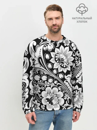 Мужской свитшот базовый / Хохлома чб
