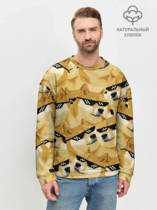Мужской свитшот базовый / Doge мем в deal with it очках
