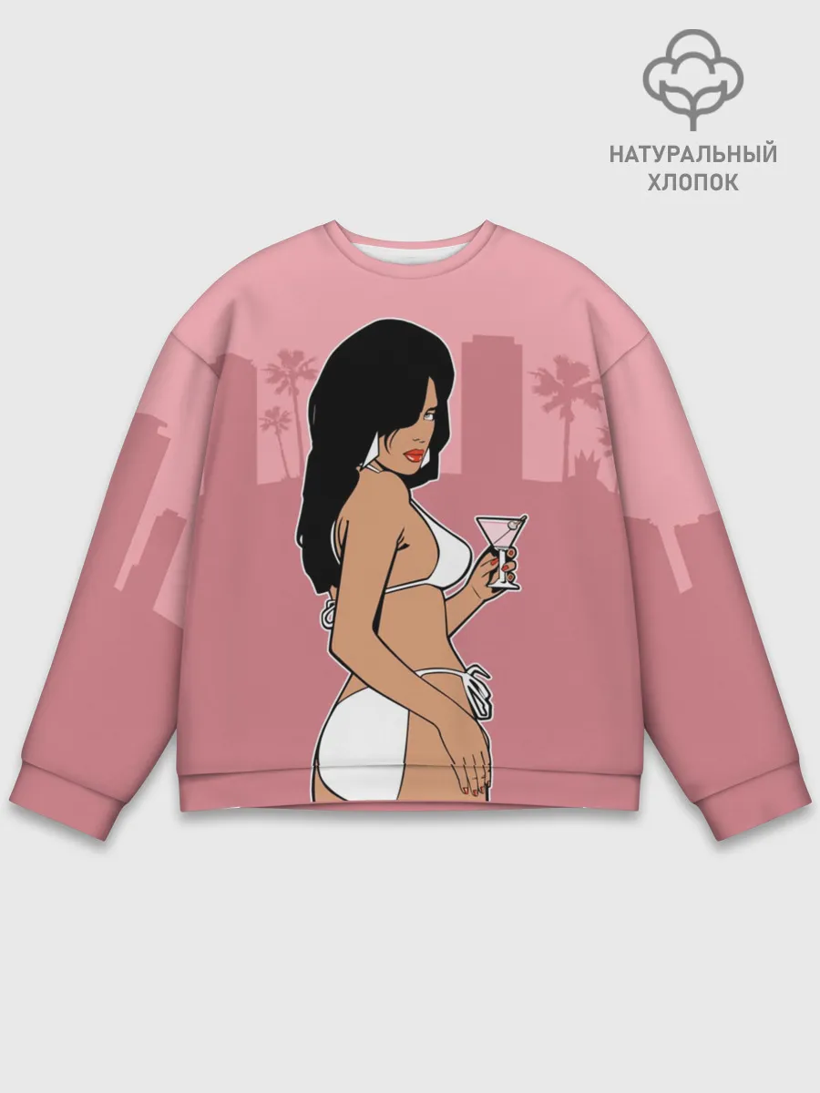 Мужской свитшот базовый / GTA VC - Девушка с мартини