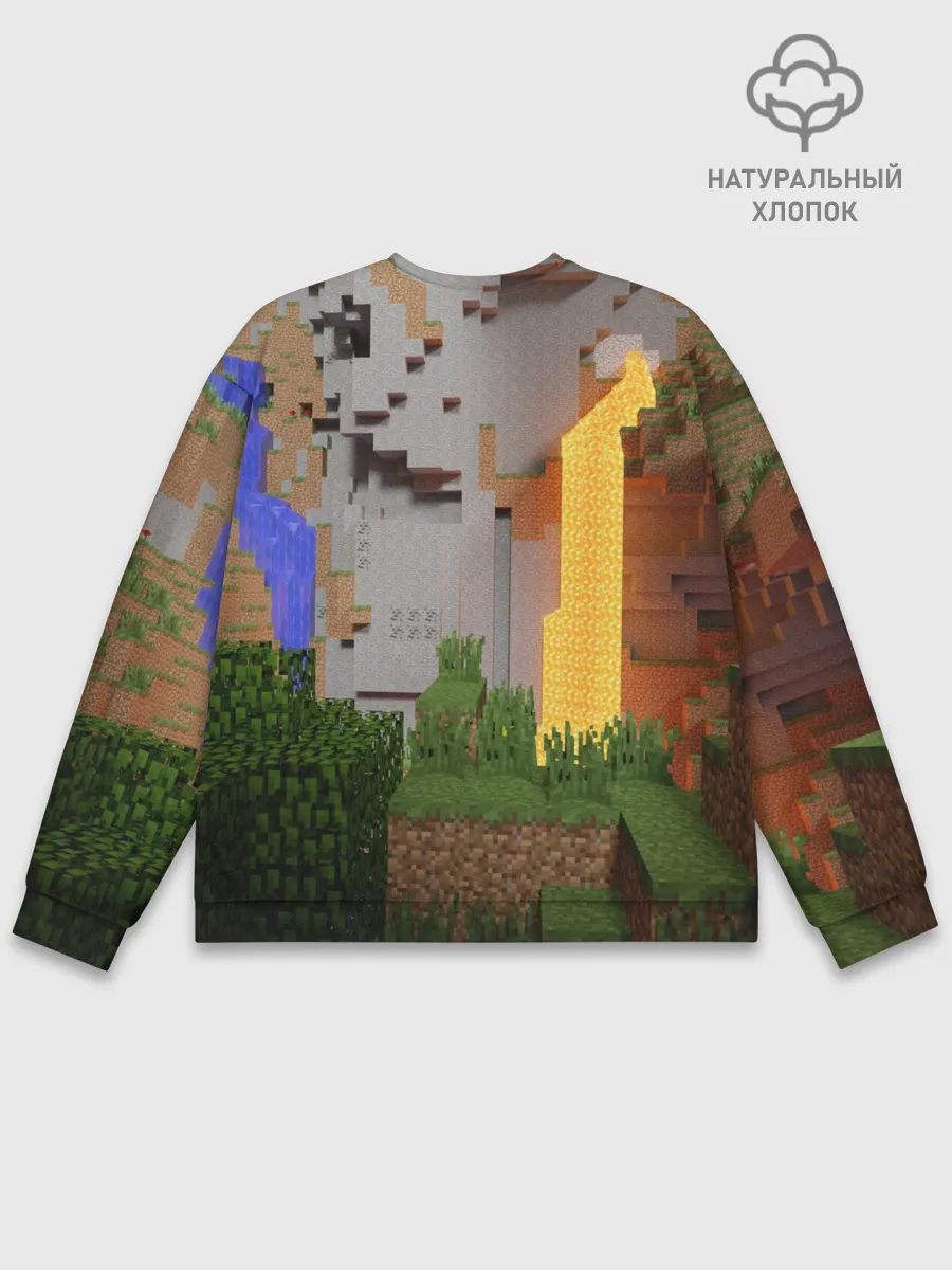 Мужской свитшот базовый / Стив сражается с Эндердраконом