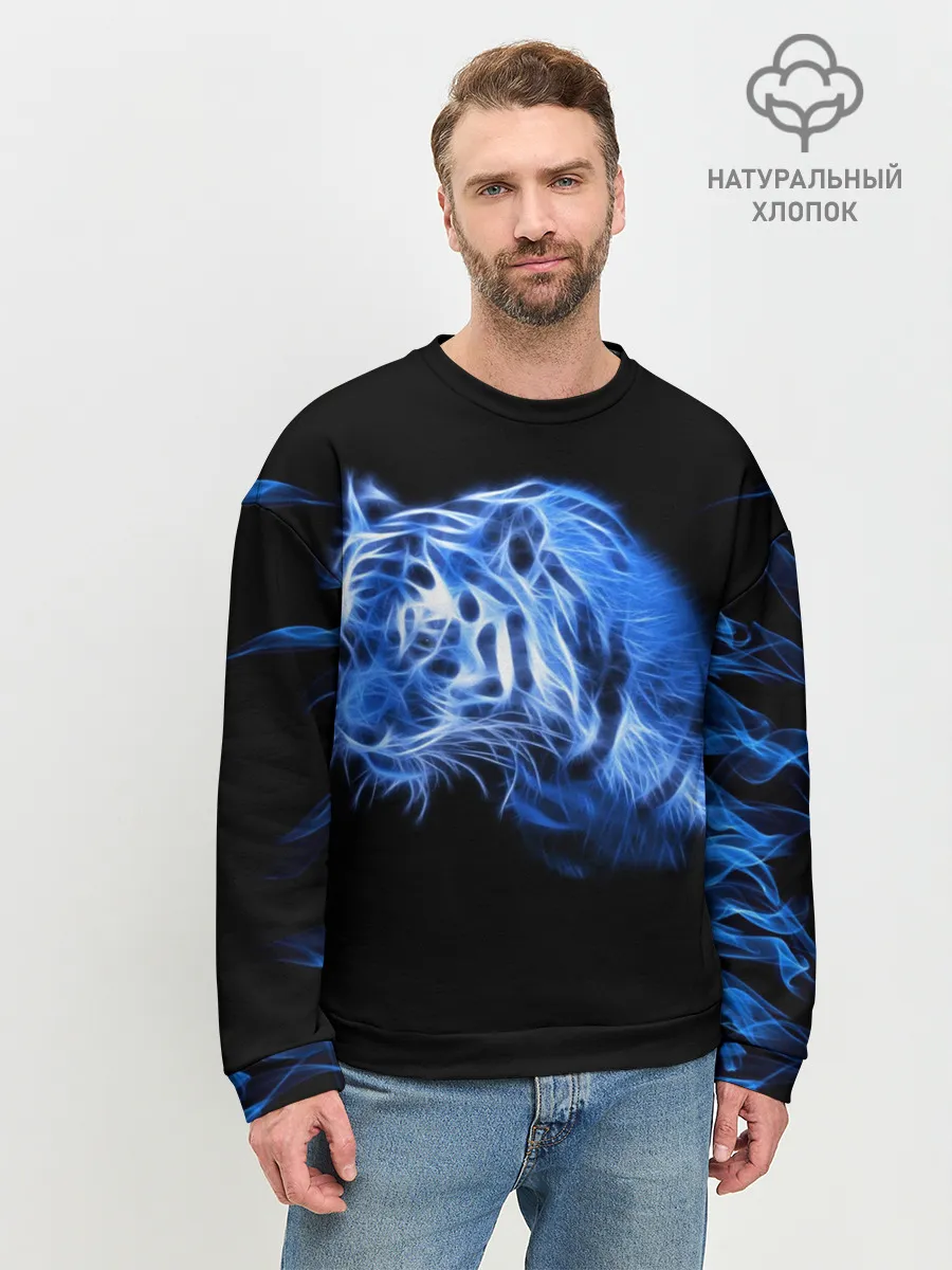 Мужской свитшот базовый / Синий тигр