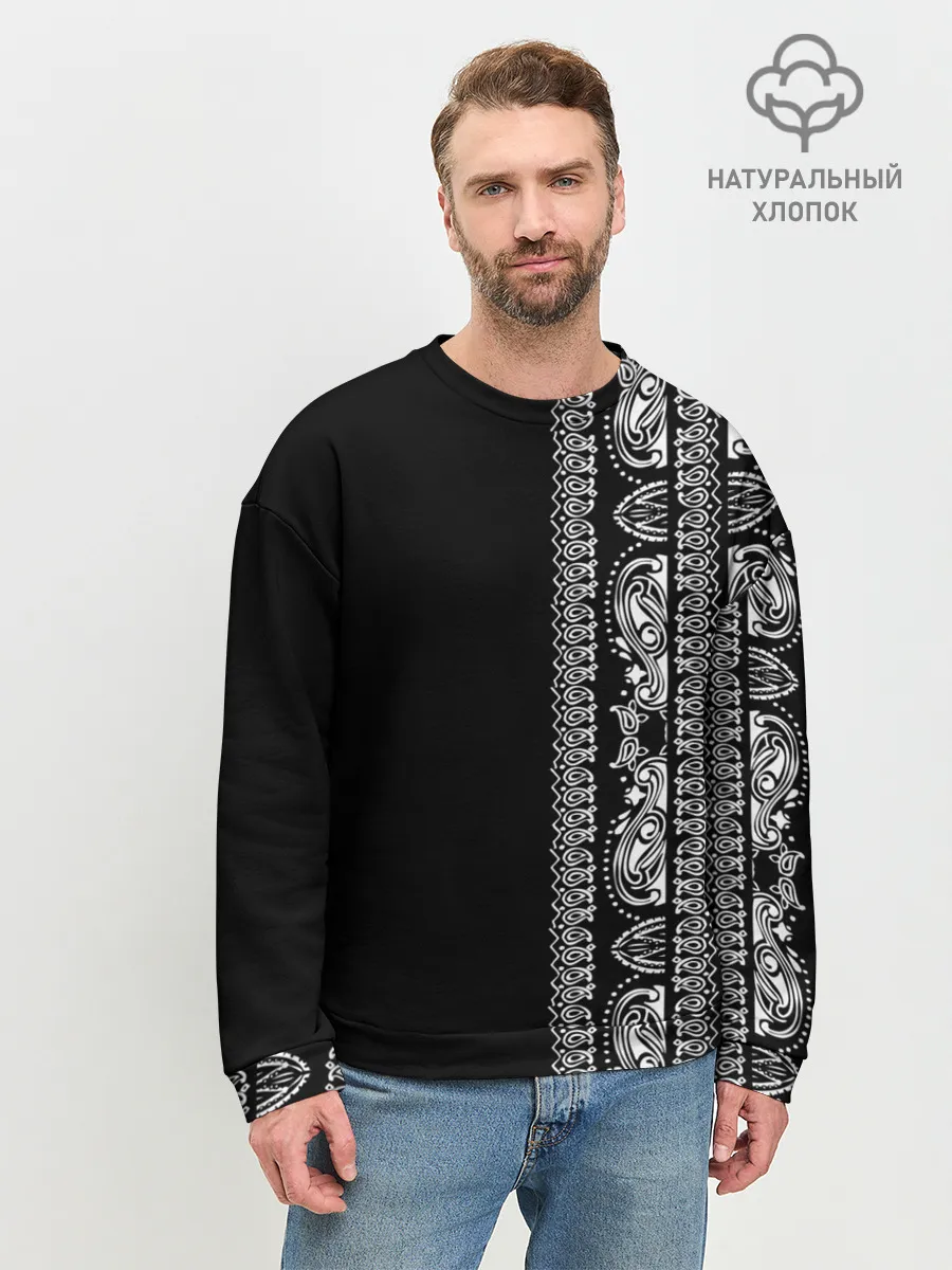 Мужской свитшот базовый / Узор на чёрном