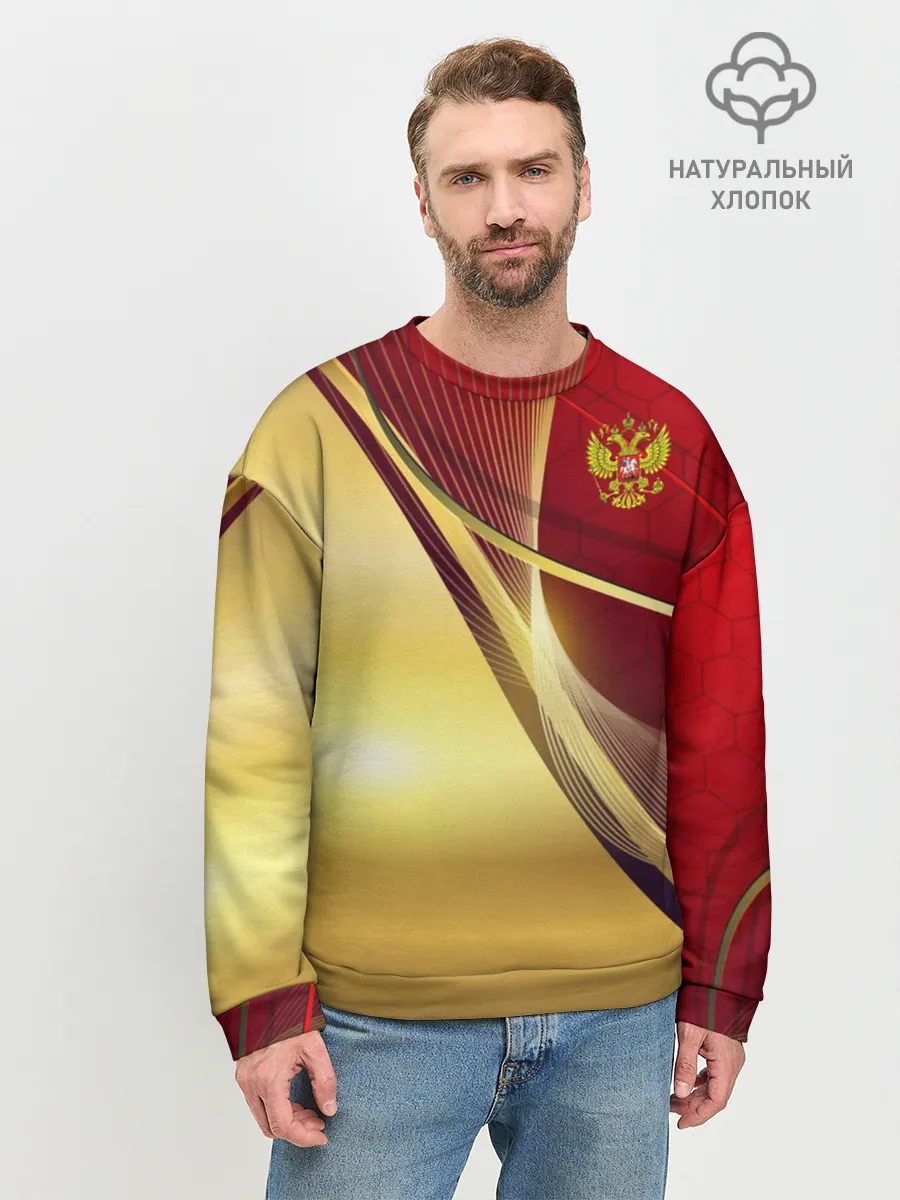 Мужской свитшот базовый / RUSSIA SPORT: Red and Gold.