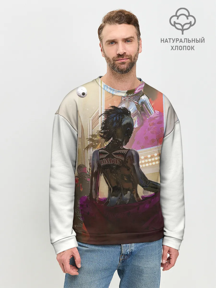 Мужской свитшот базовый / Lady. Cyberpunk 2077