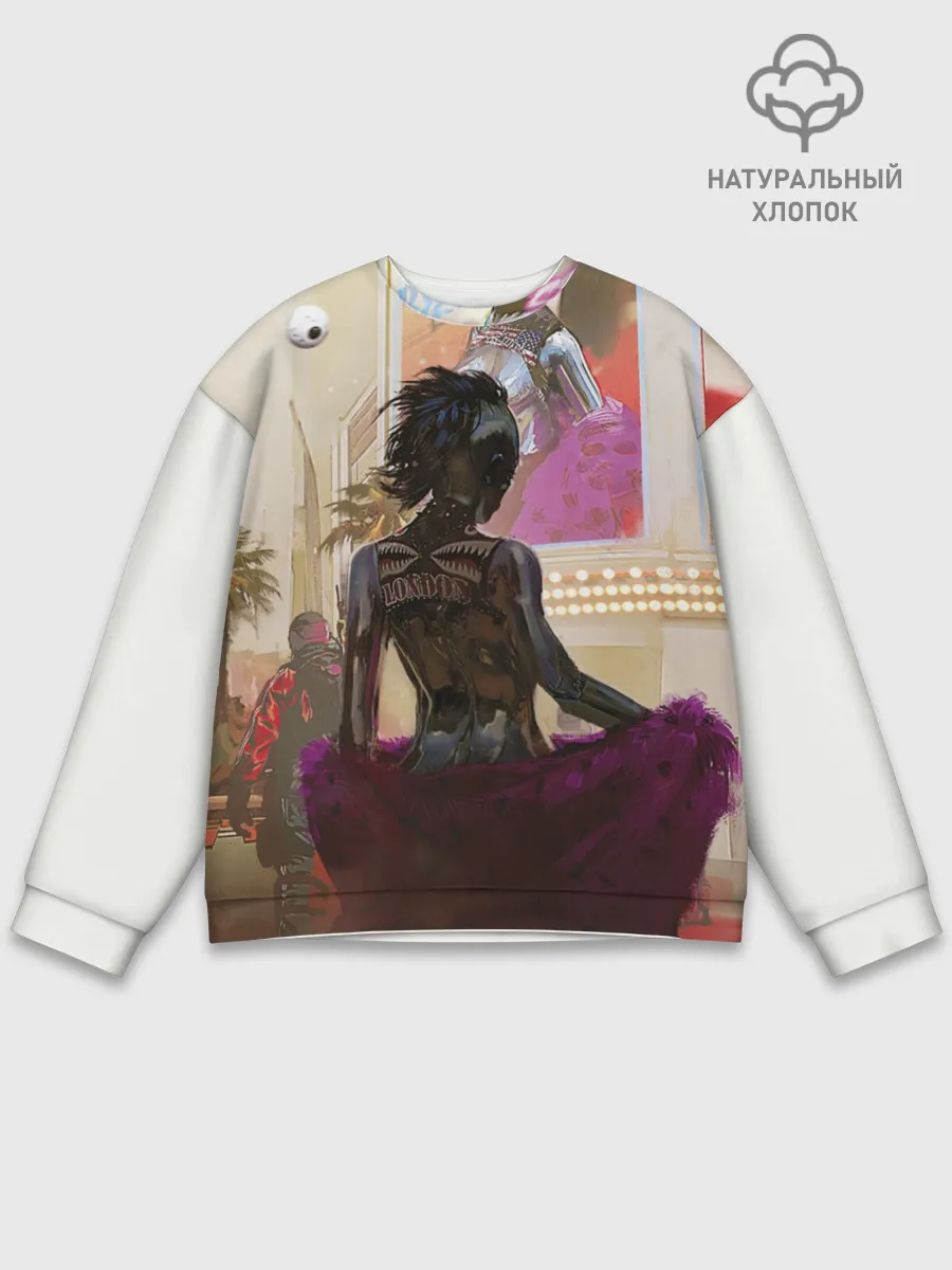 Мужской свитшот базовый / Lady. Cyberpunk 2077