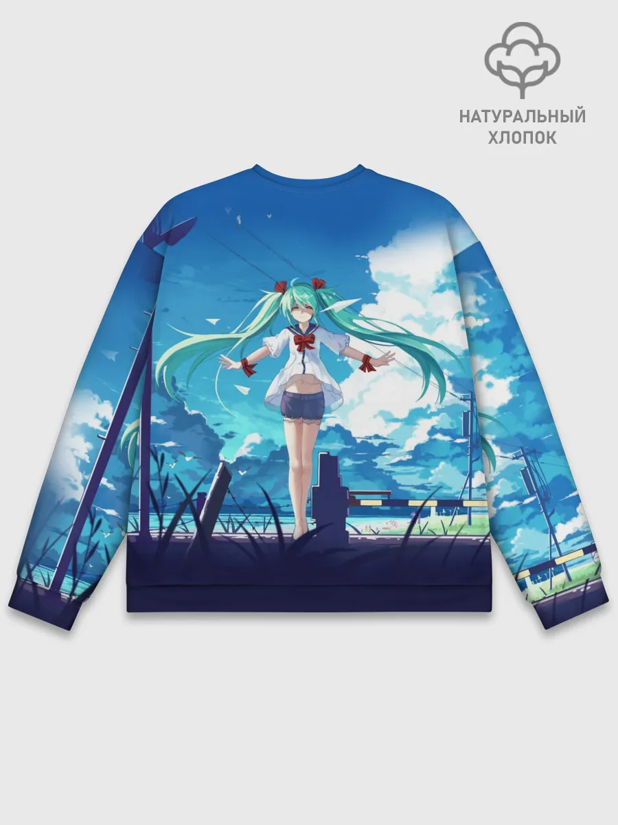 Мужской свитшот базовый / Хацунэ Мику под летним небом
