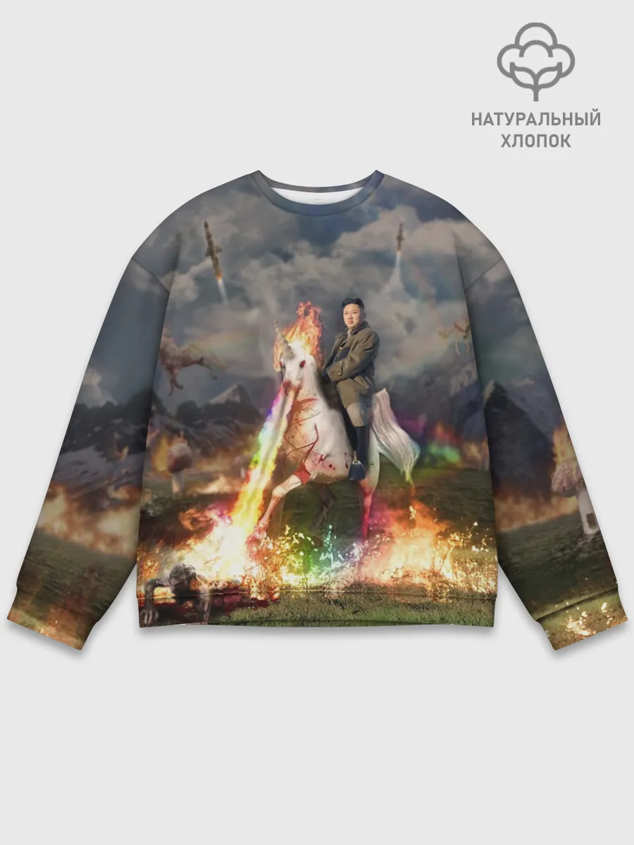 Мужской свитшот базовый / Ким чен ын на Единороге