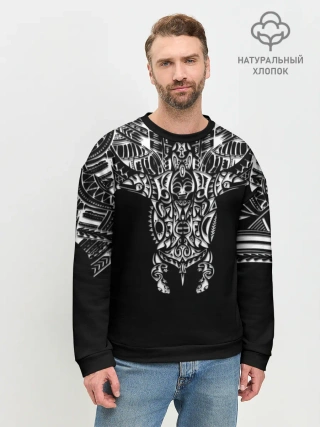 Мужской свитшот базовый / Узор в стиле маори / полинезия