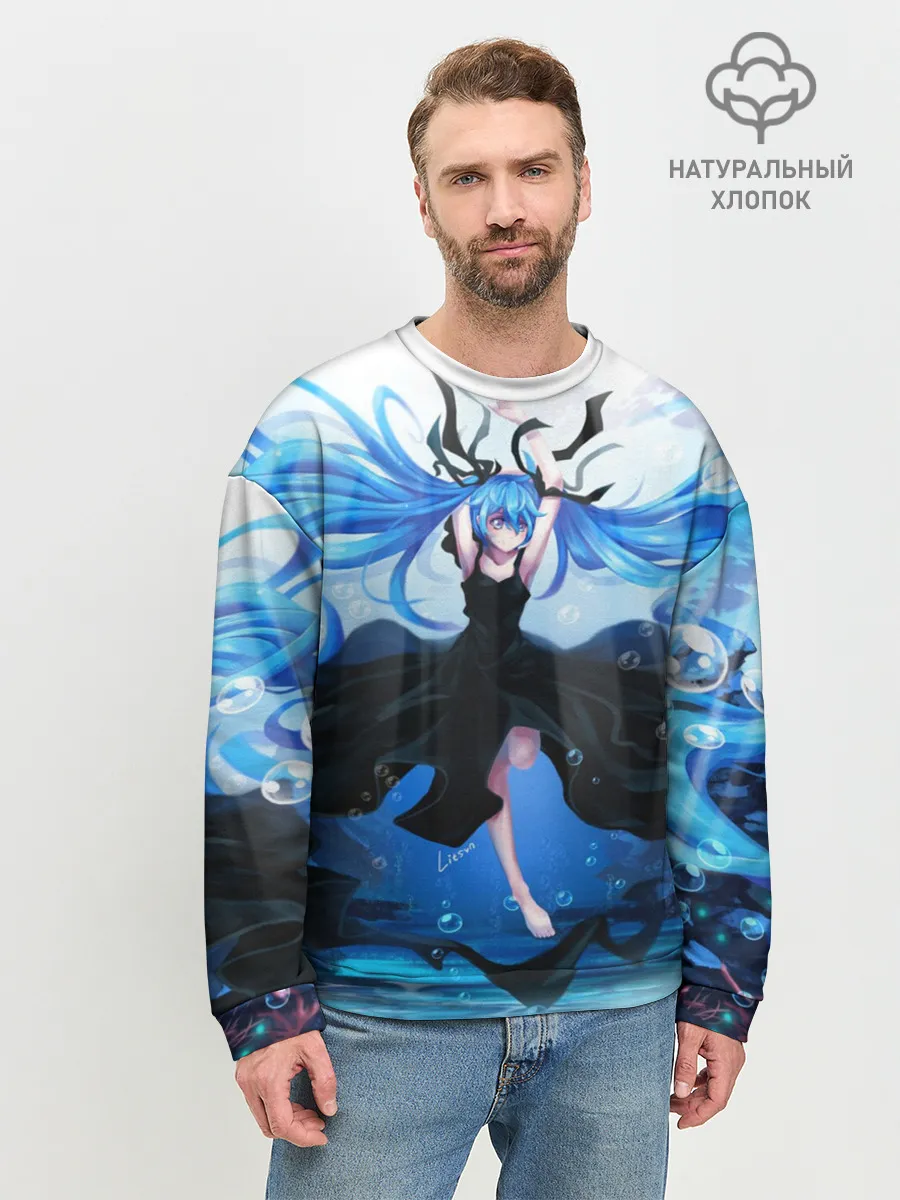Мужской свитшот базовый / Хацунэ Мику под водой