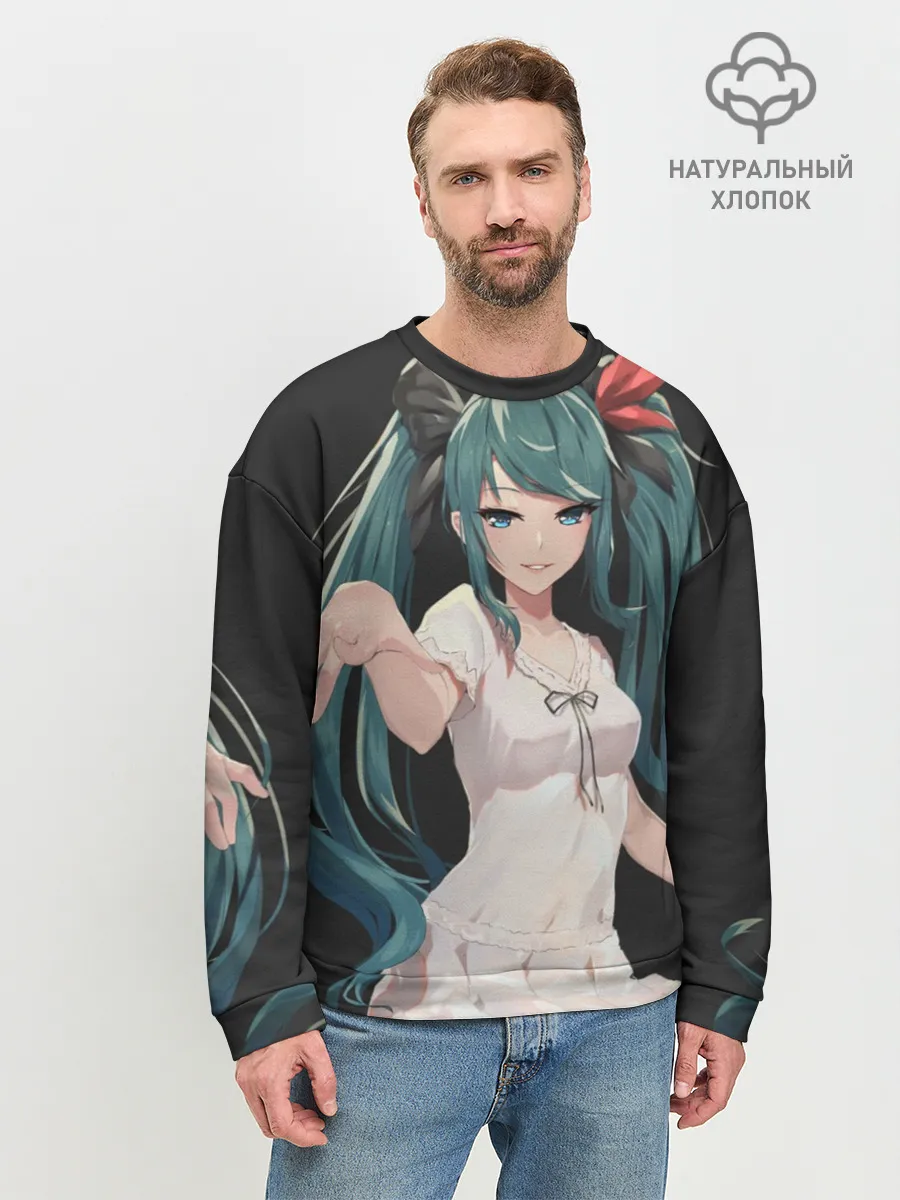 Мужской свитшот базовый / Хацуне Мику с протянутой рукой
