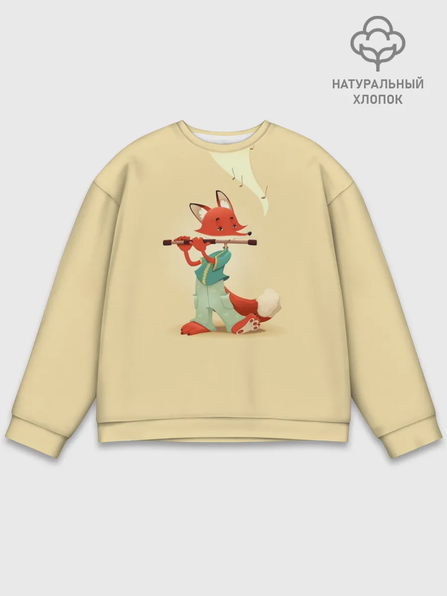 Мужской свитшот базовый / Лисичка с флейтой