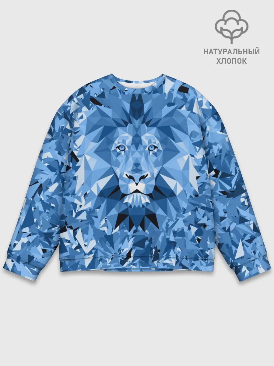 Мужской свитшот базовый / Сине-бело-голубой лев
