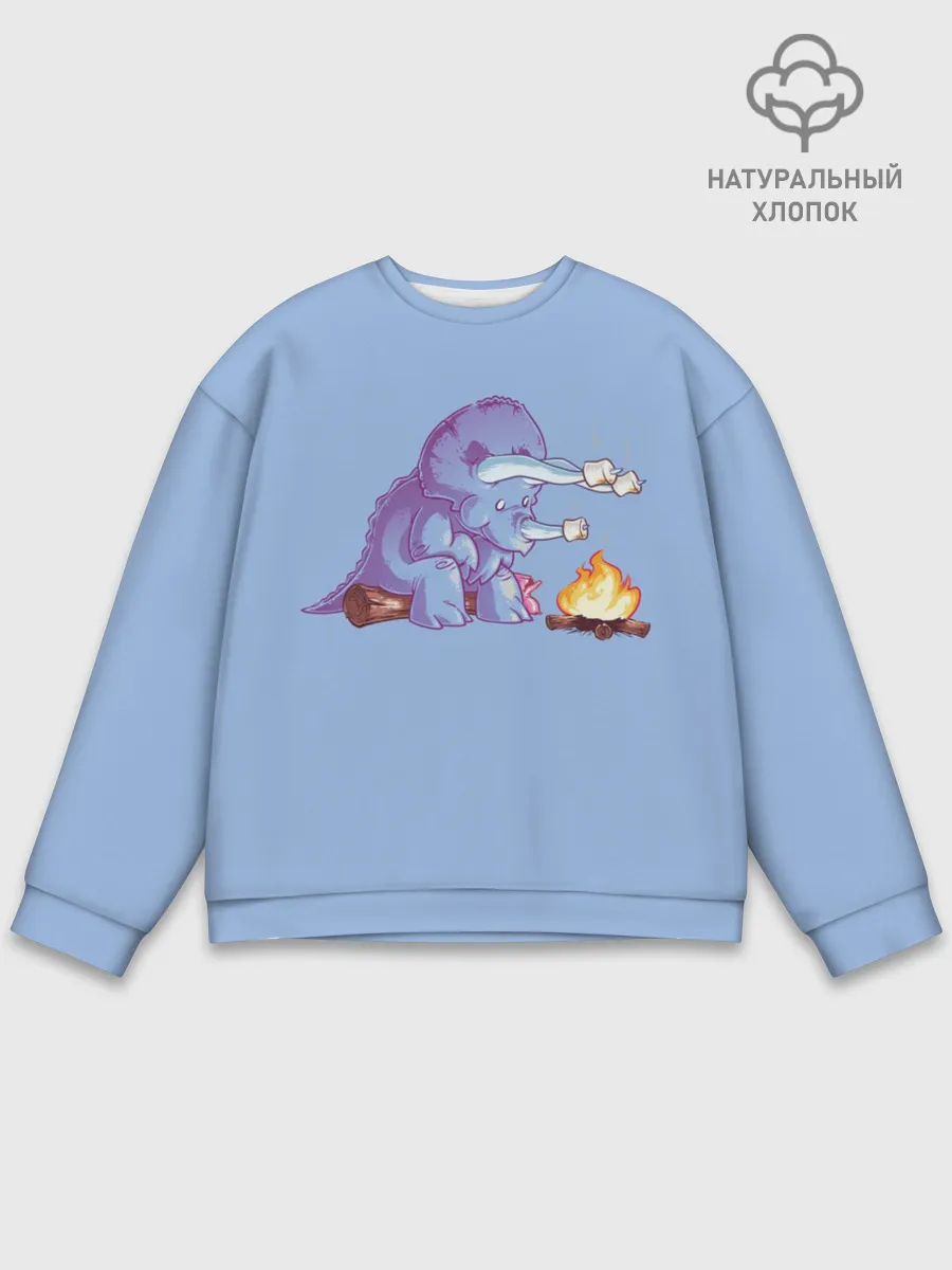 Мужской свитшот базовый / Трицератопс у Костра