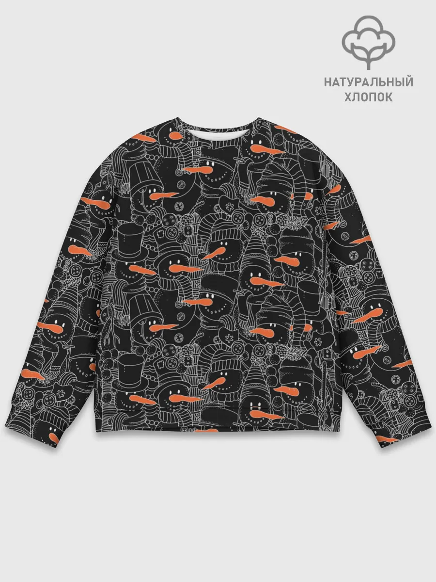 Мужской свитшот базовый / Черные снеговики