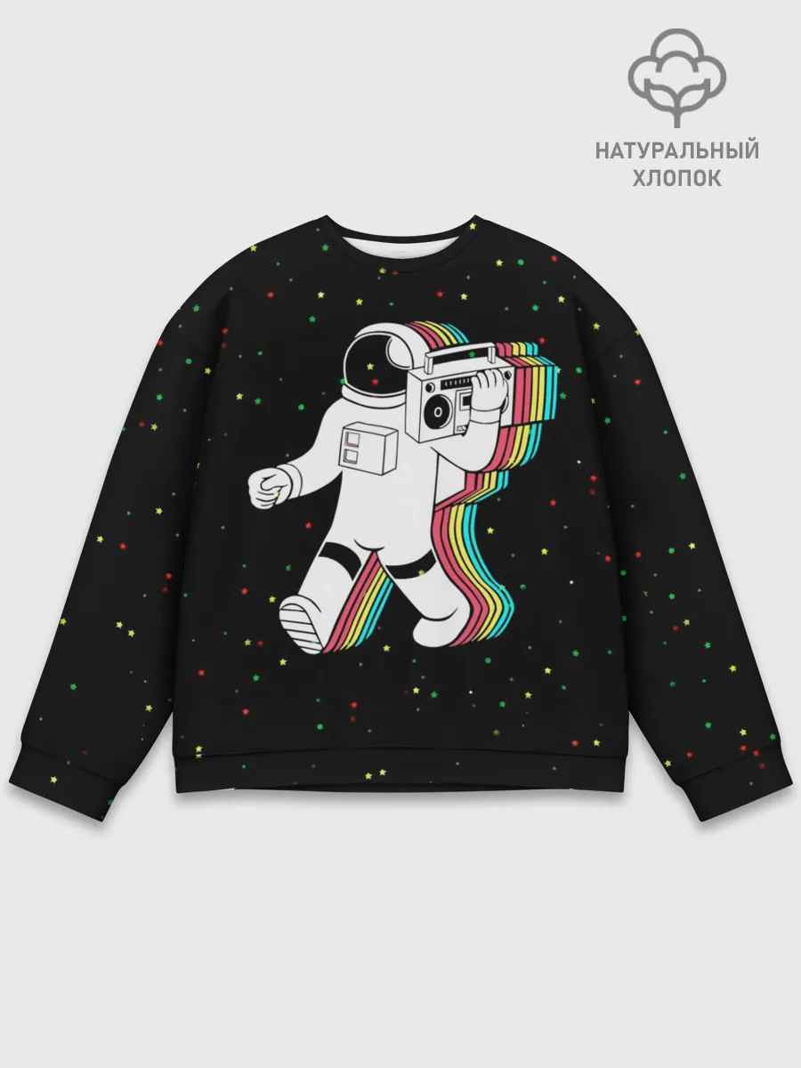 Мужской свитшот базовый / Космонавт с магнитофоном