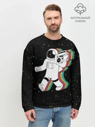 Мужской свитшот базовый / Космонавт с магнитофоном
