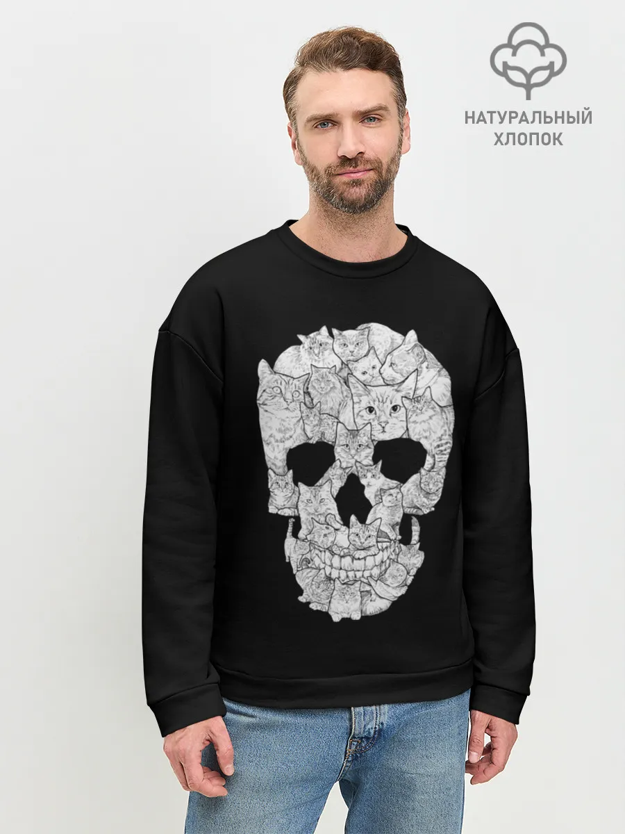 Мужской свитшот базовый / Sketchy Cat Skull