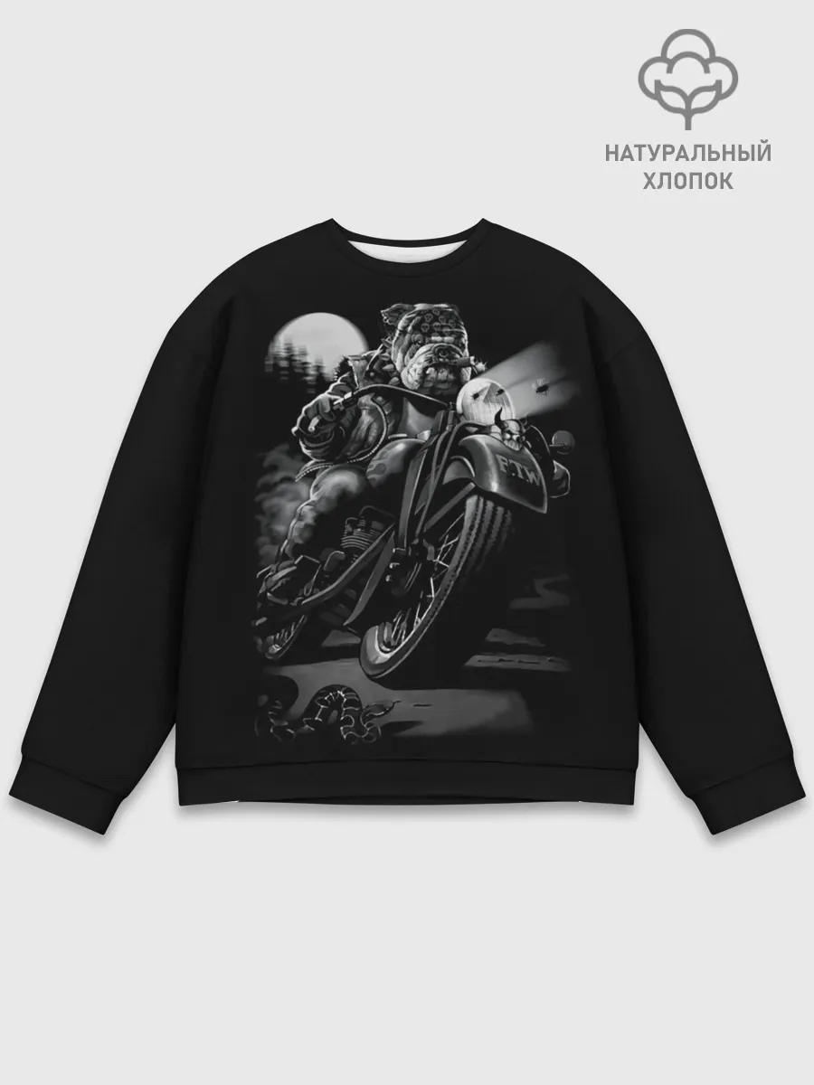 Мужской свитшот базовый / Biker dog / Пёс-байкер