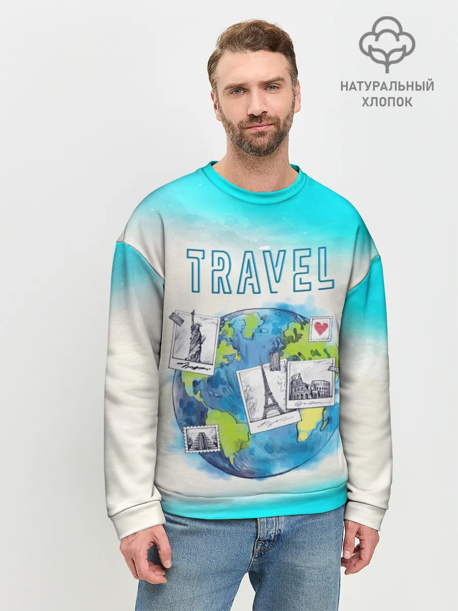 Мужской свитшот базовый / Путешествуй!