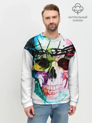 Мужской свитшот базовый / Череп и краска