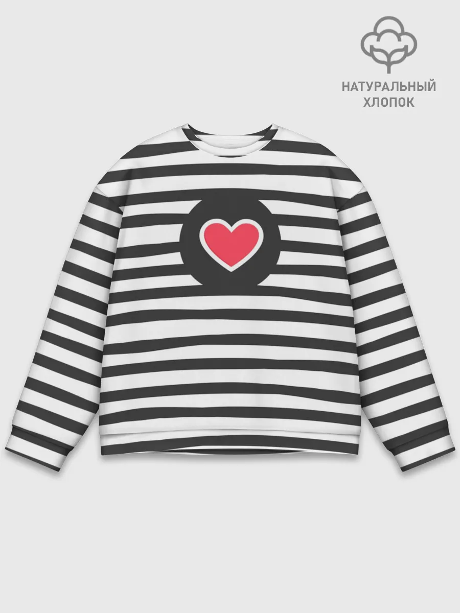 Мужской свитшот базовый / Сердце в полоску